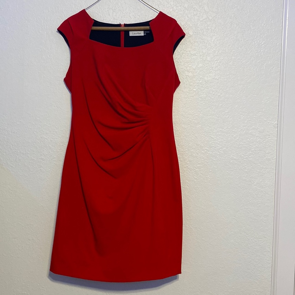 Red Calvin Klein cocktail dress. Size 12.